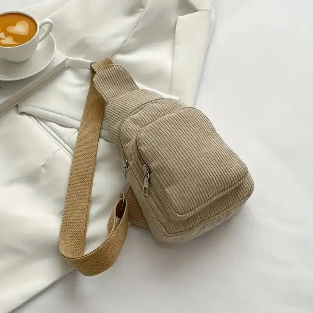 Sling Backpack Shoulder - Vintage corduroy crossbody tas retro borst