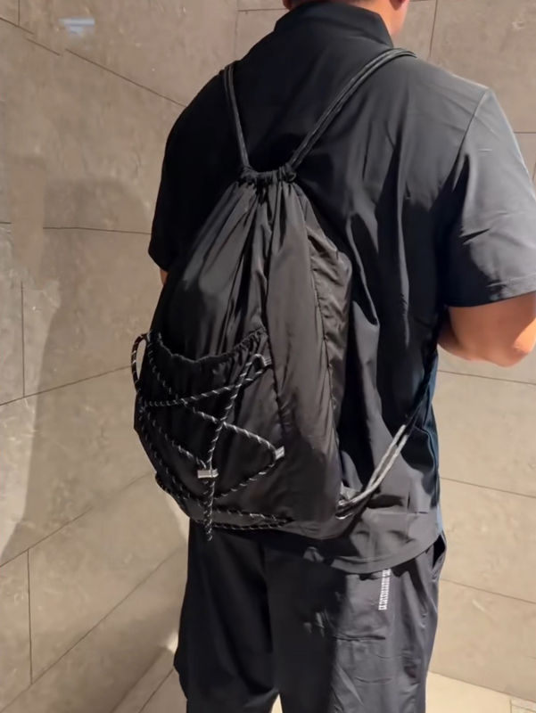 Drawstring Gym Bag - SHELKSBAG Unisex Gerimpelde Nylon Rugzak met
