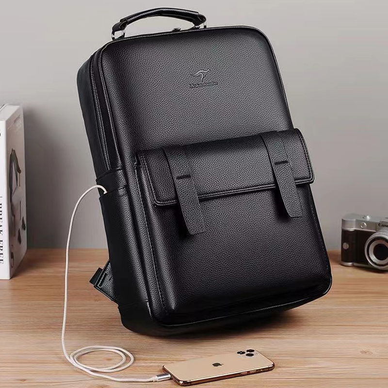 Luxe leren herenrugzak met USB - Laptop Backpack 15.6 recensie en prijs